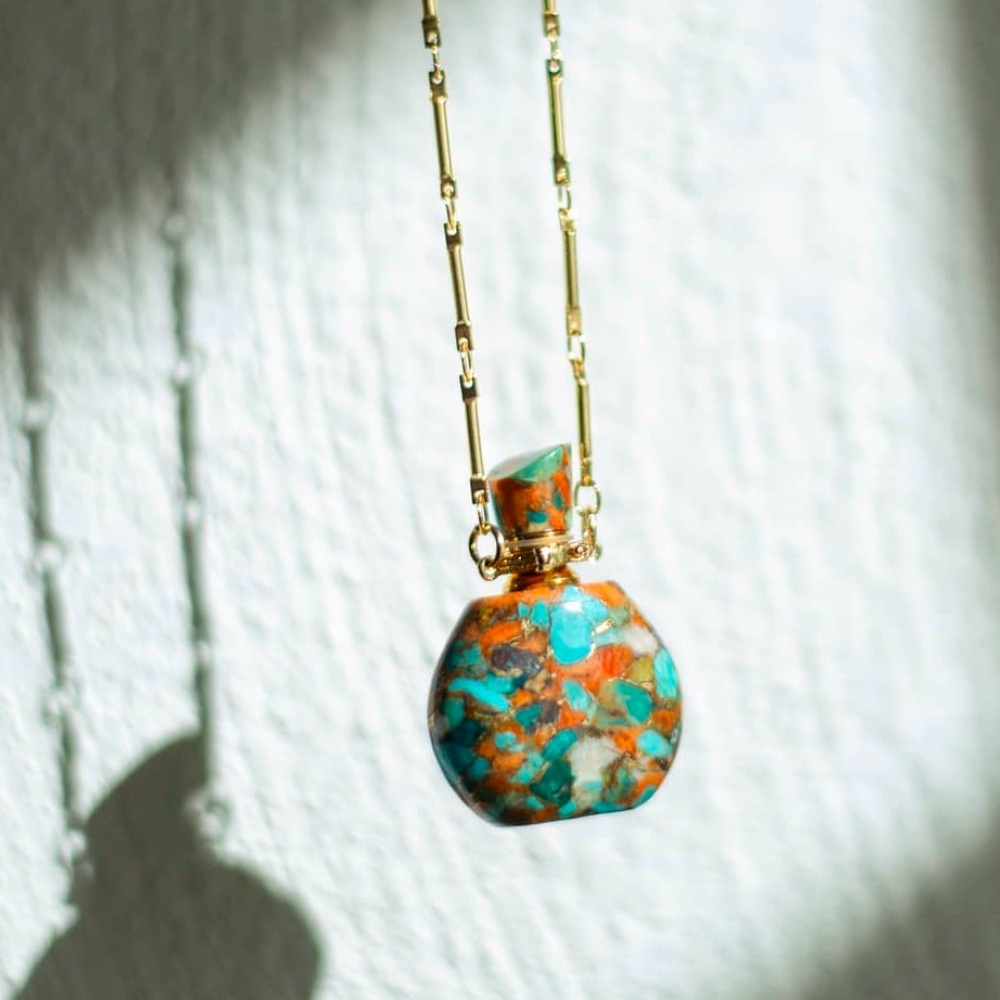 Danielle Gerber X Hannah Haller Turquoise Potion Bottle Necklace, 14K GOLD